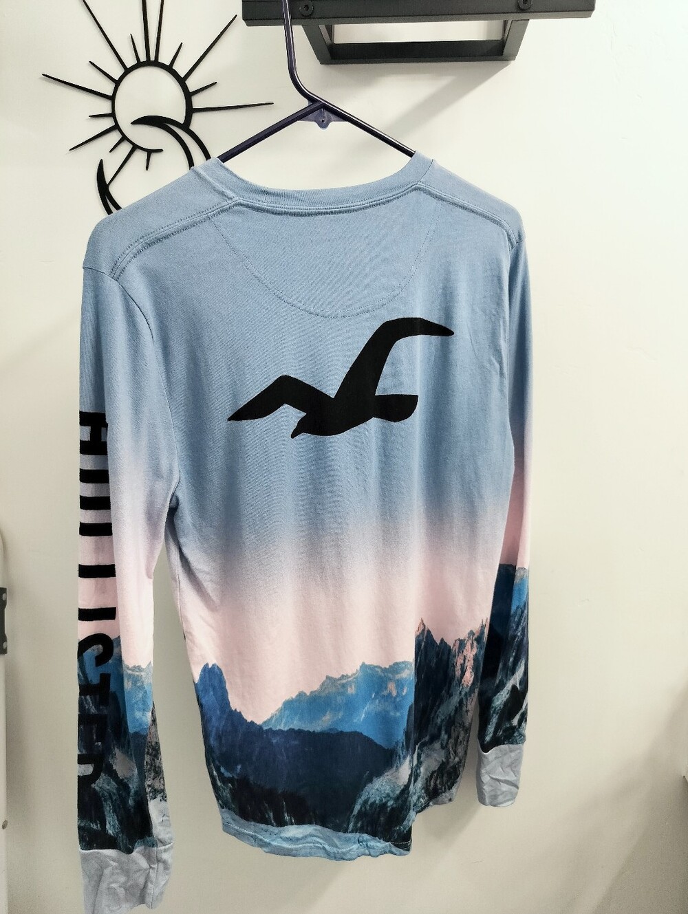 Hollister Men’s S Scenic Mountain Ombre Long Sleeve Graphic Tee Big Back Log - Picture 10 of 13